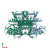 PDB entry 1is2 coloured by chain, front view.