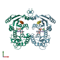 PDB entry 1isi coloured by chain, front view.