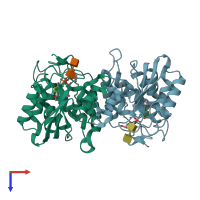 PDB entry 1isi coloured by chain, top view.