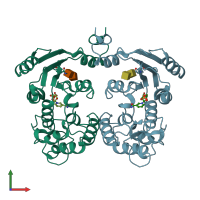 PDB entry 1isj coloured by chain, front view.
