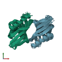 PDB entry 1isk coloured by chain, ensemble of 20 models, front view.