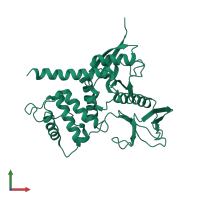 PDB entry 1isn coloured by chain, front view.