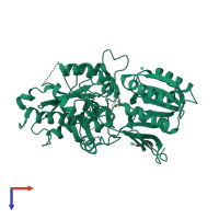 PDB entry 1isr coloured by chain, top view.