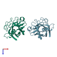 PDB entry 1ist coloured by chain, top view.