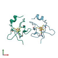 PDB entry 1isu coloured by chain, front view.