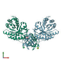 PDB entry 1isz coloured by chain, front view.