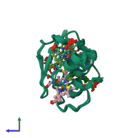 PDB entry 1it1 coloured by chain, ensemble of 20 models, side view.