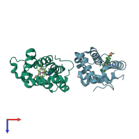 PDB entry 1it2 coloured by chain, top view.