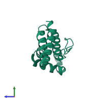 PDB entry 1it5 coloured by chain, side view.