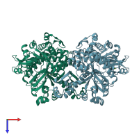 PDB entry 1it7 coloured by chain, top view.