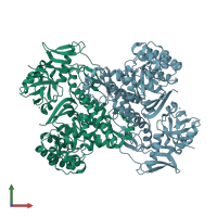 PDB entry 1it8 coloured by chain, front view.