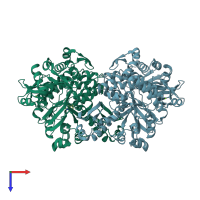 PDB entry 1it8 coloured by chain, top view.