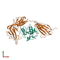 PDB entry 1itb coloured by chain, front view.