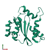 PDB entry 1itg coloured by chain, front view.