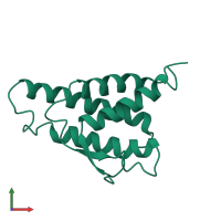 PDB entry 1itm coloured by chain, front view.