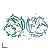 PDB entry 1itv coloured by chain, front view.