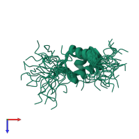 PDB entry 1ity coloured by chain, ensemble of 25 models, top view.