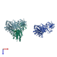 PDB entry 1itz coloured by chain, top view.