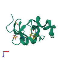 PDB entry 1iua coloured by chain, top view.