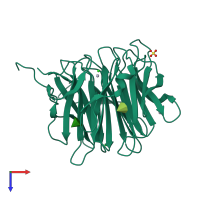 PDB entry 1iub coloured by chain, top view.