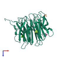 PDB entry 1iuc coloured by chain, top view.