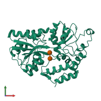 PDB entry 1iud coloured by chain, front view.