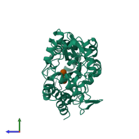PDB entry 1iud coloured by chain, side view.