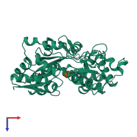 PDB entry 1iud coloured by chain, top view.