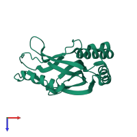 PDB entry 1iuh coloured by chain, top view.