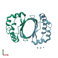 PDB entry 1iuj coloured by chain, front view.