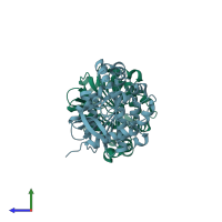 PDB entry 1iun coloured by chain, side view.