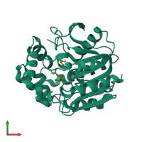 PDB entry 1iup coloured by chain, front view.