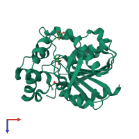 PDB entry 1iup coloured by chain, top view.