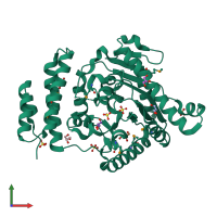 PDB entry 1iuq coloured by chain, front view.