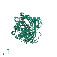 PDB entry 1iut coloured by chain, side view.