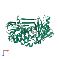 PDB entry 1iux coloured by chain, top view.