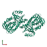 p-hydroxybenzoate hydroxylase in PDB entry 1iux, assembly 1, front view.