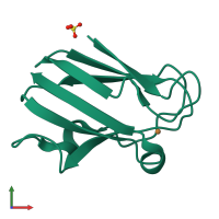 PDB entry 1iuz coloured by chain, front view.