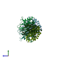 PDB entry 1iv1 coloured by chain, side view.
