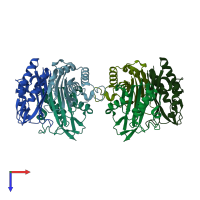 PDB entry 1iv1 coloured by chain, top view.