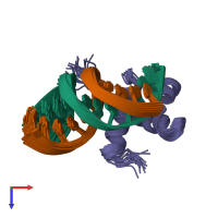 PDB entry 1iv6 coloured by chain, ensemble of 20 models, top view.