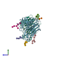 PDB entry 1ive coloured by chain, side view.