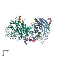 PDB entry 1ivg coloured by chain, top view.