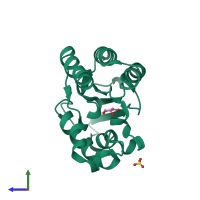 PDB entry 1ivn coloured by chain, side view.