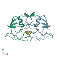 PDB entry 1ivp coloured by chain, front view.