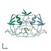 PDB entry 1ivq coloured by chain, front view.