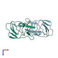 PDB entry 1ivq coloured by chain, top view.