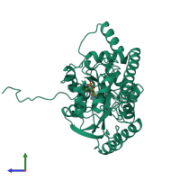 PDB entry 1ivr coloured by chain, side view.