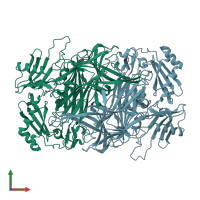 PDB entry 1ivu coloured by chain, front view.