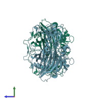 PDB entry 1ivu coloured by chain, side view.